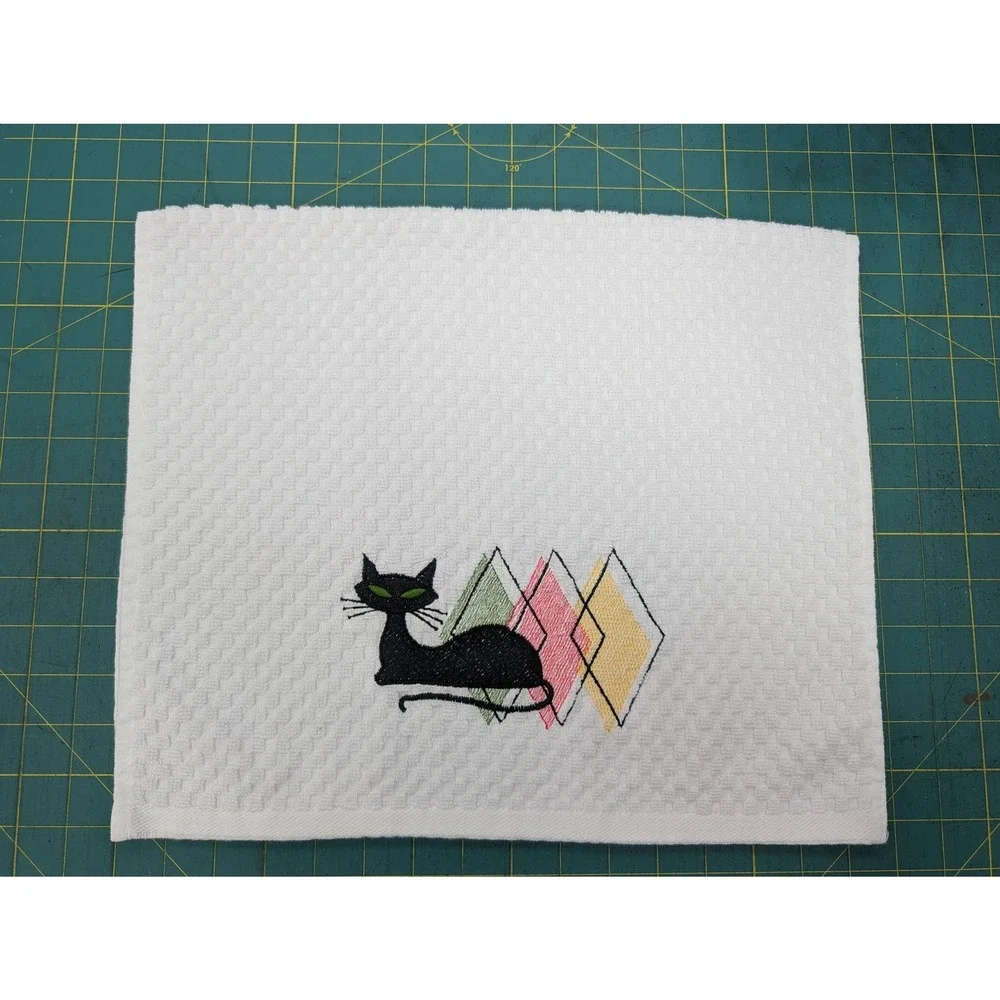 Retro Mid Century Modern Atomic Cat Kitchen Bath Towel Great Gift Idea!